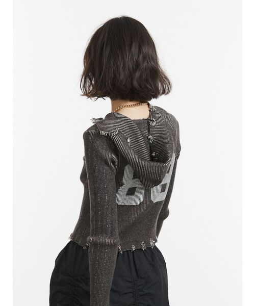 Jeniffer knit hoodie setコンビニ、ATM支払い❌ ネコ耳ハートロゴ刺繍ZIPショートファーコート（その他アウター