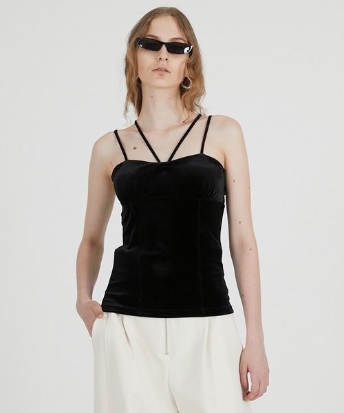 PRANK PROJECT（プランクプロジェクト）の「ベロアカップインキャミ / Velour Cup-in Camisole（キャミソール・レディース・ブラック/グリーン/ピンク・FREE）」の2枚目の写真