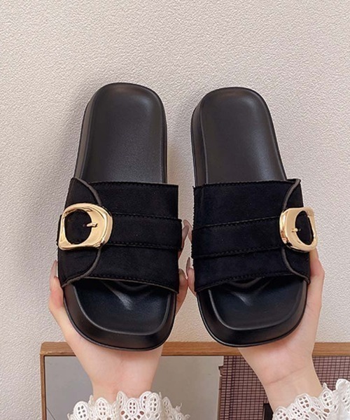 shoppinggo(ショッピングゴー)の「サンダル レディース スリッパ フラットサンダル ミュール 美脚 夏サンダル(サンダル・レディース・ブラック/ベージュ/キャメル・S/M/L)」の9枚目の写真