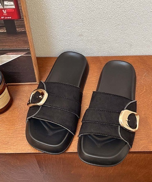shoppinggo(ショッピングゴー)の「サンダル レディース スリッパ フラットサンダル ミュール 美脚 夏サンダル(サンダル・レディース・ブラック/ベージュ/キャメル・S/M/L)」の6枚目の写真