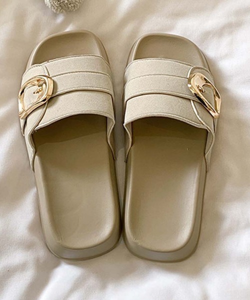 shoppinggo(ショッピングゴー)の「サンダル レディース スリッパ フラットサンダル ミュール 美脚 夏サンダル(サンダル・レディース・ブラック/ベージュ/キャメル・S/M/L)」の4枚目の写真
