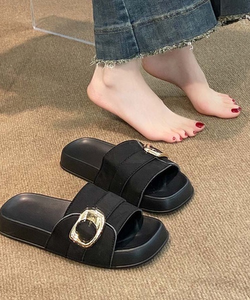 shoppinggo(ショッピングゴー)の「サンダル レディース スリッパ フラットサンダル ミュール 美脚 夏サンダル(サンダル・レディース・ブラック/ベージュ/キャメル・S/M/L)」の19枚目の写真