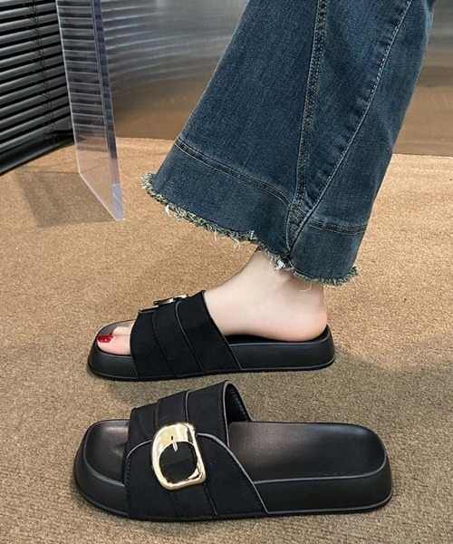 shoppinggo(ショッピングゴー)の「サンダル レディース スリッパ フラットサンダル ミュール 美脚 夏サンダル(サンダル・レディース・ブラック/ベージュ/キャメル・S/M/L)」の18枚目の写真