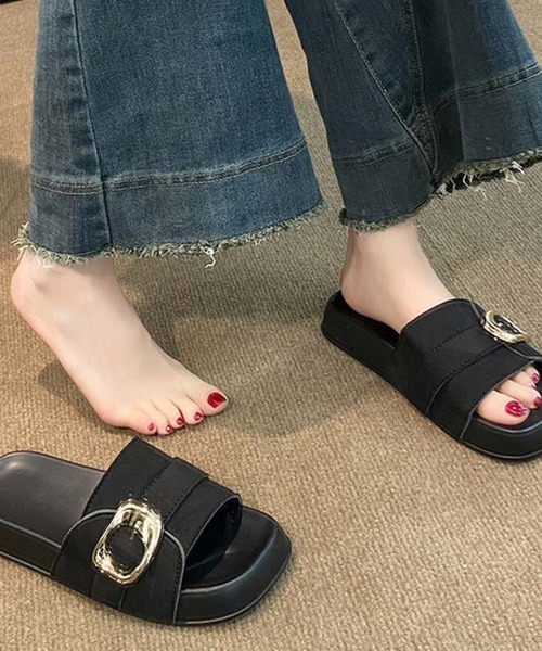 shoppinggo(ショッピングゴー)の「サンダル レディース スリッパ フラットサンダル ミュール 美脚 夏サンダル(サンダル・レディース・ブラック/ベージュ/キャメル・S/M/L)」の17枚目の写真