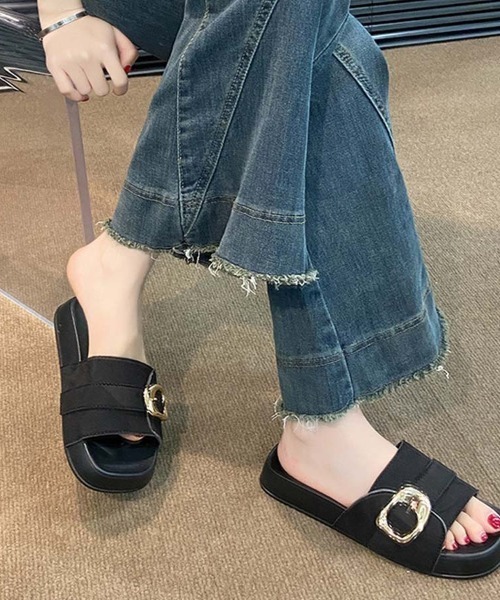shoppinggo(ショッピングゴー)の「サンダル レディース スリッパ フラットサンダル ミュール 美脚 夏サンダル(サンダル・レディース・ブラック/ベージュ/キャメル・S/M/L)」の16枚目の写真