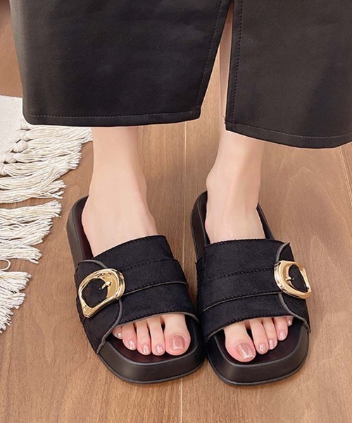 shoppinggo(ショッピングゴー)の「サンダル レディース スリッパ フラットサンダル ミュール 美脚 夏サンダル(サンダル・レディース・ブラック/ベージュ/キャメル・S/M/L)」の14枚目の写真