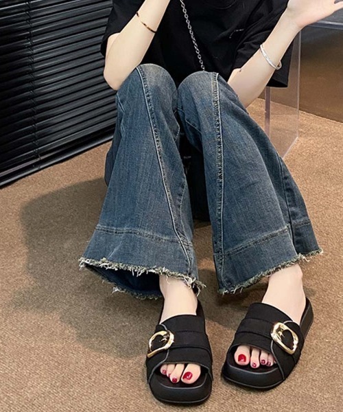shoppinggo(ショッピングゴー)の「サンダル レディース スリッパ フラットサンダル ミュール 美脚 夏サンダル(サンダル・レディース・ブラック/ベージュ/キャメル・S/M/L)」の13枚目の写真