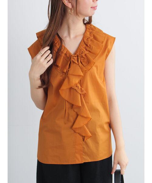Te chichi（テチチ）の「ラッフルフリルレースブラウス（シャツ/ブラウス・レディース・オレンジ/ブラック/オフホワイト・F）」の3枚目の写真