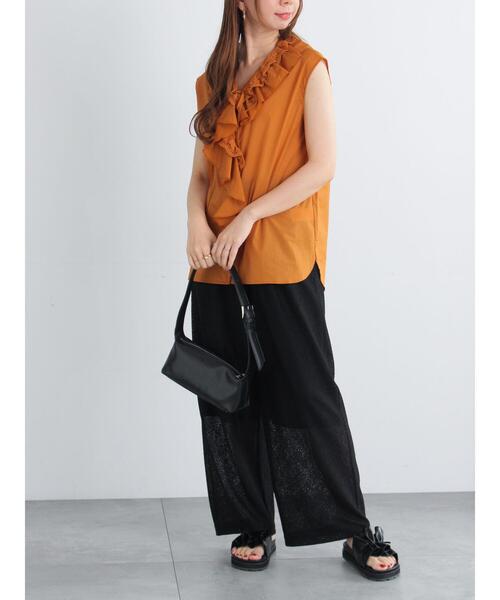 Te chichi（テチチ）の「ラッフルフリルレースブラウス（シャツ/ブラウス・レディース・オレンジ/ブラック/オフホワイト・F）」の7枚目の写真