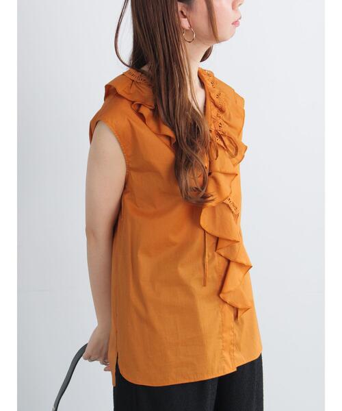 Te chichi（テチチ）の「ラッフルフリルレースブラウス（シャツ/ブラウス・レディース・オレンジ/ブラック/オフホワイト・F）」の9枚目の写真