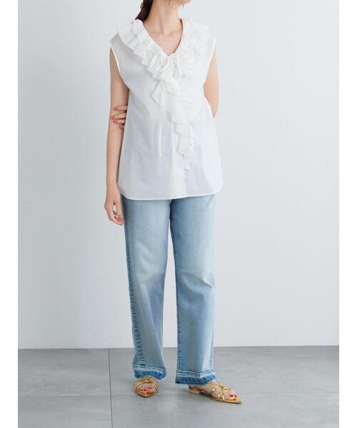 Te chichi（テチチ）の「ラッフルフリルレースブラウス（シャツ/ブラウス・レディース・オレンジ/ブラック/オフホワイト・F）」の11枚目の写真