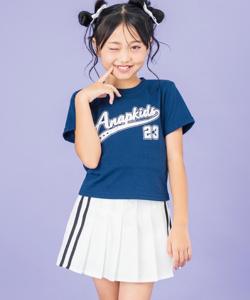 ANAP kids（アナップキッズ）の「サイドライン ツイル プリーツスカート【ジュニアお揃い】（スカート・キッズ・ホワイト/ベージュ/ブラック・130cm/110cm/120cm）」の6枚目の写真