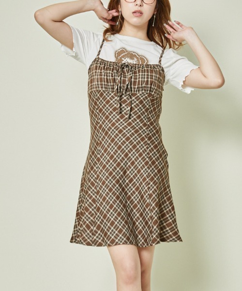 GORGE(ゴージ)の「《レトロチェック×フィット感》ガーリーキャミワンピ(ワンピース・レディース・ブラウン/ボルドー/ブラック・F)」の11枚目の写真