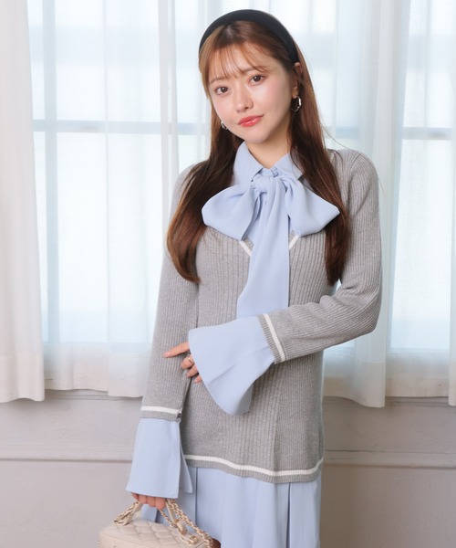 シャツドッキングプリーツワンピース（ワンピース）｜LIPSERVICE