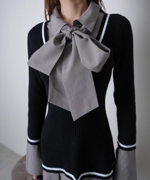 セール】シャツドッキングプリーツワンピース（ワンピース