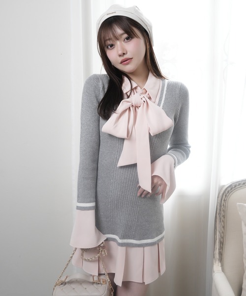 LIPSERVICE(リップサービス)の「シャツドッキングプリーツワンピース(ワンピース・レディース・ベージュ/グレー/ブラック・FREE)」の12枚目の写真