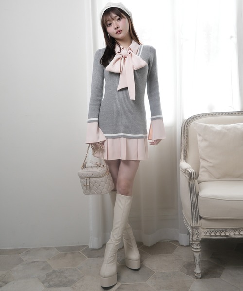 LIPSERVICE(リップサービス)の「シャツドッキングプリーツワンピース(ワンピース・レディース・ベージュ/グレー/ブラック・FREE)」の15枚目の写真