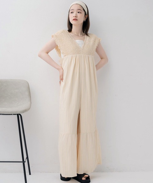 RETRO GIRL（レトロガール）の「シャーリングサロペット（サロペット/オーバーオール・レディース・ブラック/チャコールグレー/ナチュラル・FREE）」の3枚目の写真