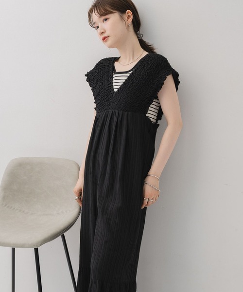 RETRO GIRL（レトロガール）の「シャーリングサロペット（サロペット/オーバーオール・レディース・ブラック/チャコールグレー/ナチュラル・FREE）」の16枚目の写真