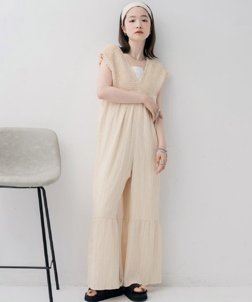 RETRO GIRL（レトロガール）の「シャーリングサロペット（サロペット/オーバーオール・レディース・ブラック/チャコールグレー/ナチュラル・FREE）」の4枚目の写真