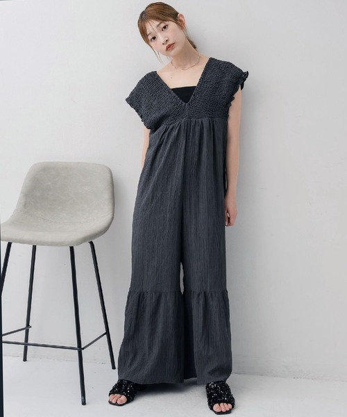 RETRO GIRL（レトロガール）の「シャーリングサロペット（サロペット/オーバーオール・レディース・ブラック/チャコールグレー/ナチュラル・FREE）」の21枚目の写真