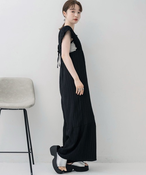 RETRO GIRL（レトロガール）の「シャーリングサロペット（サロペット/オーバーオール・レディース・ブラック/チャコールグレー/ナチュラル・FREE）」の13枚目の写真