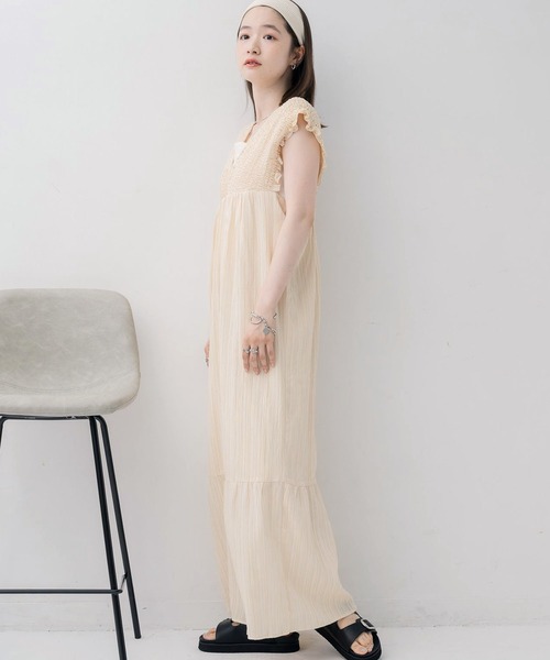 RETRO GIRL（レトロガール）の「シャーリングサロペット（サロペット/オーバーオール・レディース・ブラック/チャコールグレー/ナチュラル・FREE）」の5枚目の写真