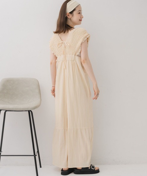 RETRO GIRL（レトロガール）の「シャーリングサロペット（サロペット/オーバーオール・レディース・ブラック/チャコールグレー/ナチュラル・FREE）」の6枚目の写真