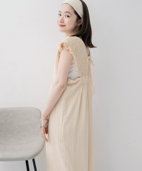 RETRO GIRL（レトロガール）の「シャーリングサロペット（サロペット/オーバーオール・レディース・ブラック/チャコールグレー/ナチュラル・FREE）」の9枚目の写真