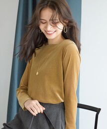 【SLOW/一部店舗限定】ブラッシュドチュール メッシュベロア カットソー