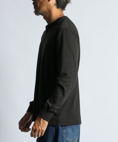 The DUFFER of ST.GEORGE（ザダファーオブセントジョージ）の「OPTIMA COOL HENLEY NECK L/S TEE：オプティマクール ヘンリーネック ロンTEE（Tシャツ/カットソー・メンズ・チャコールグレー/ブラック/ホワイト・X-LARGE/LARGE/MEDIUM/SMALL）」の10枚目の写真