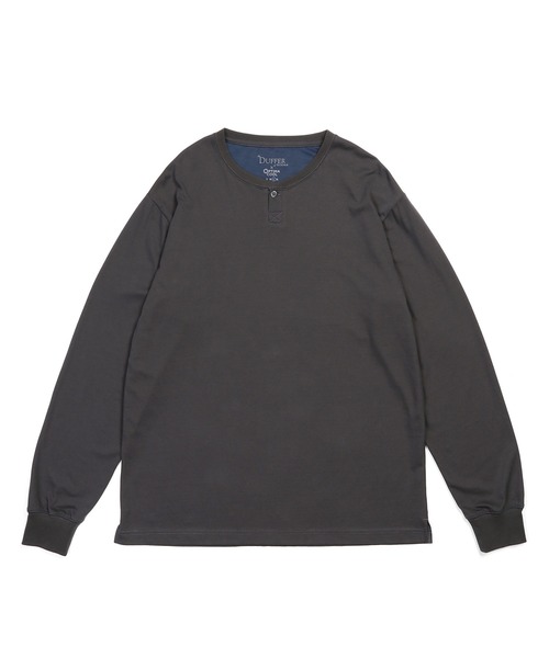 The DUFFER of ST.GEORGE（ザダファーオブセントジョージ）の「OPTIMA COOL HENLEY NECK L/S TEE：オプティマクール ヘンリーネック ロンTEE（Tシャツ/カットソー・メンズ・チャコールグレー/ブラック/ホワイト・X-LARGE/LARGE/MEDIUM/SMALL）」の5枚目の写真