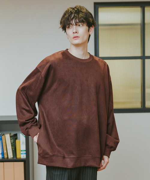 RAGEBLUE（レイジブルー）の「SUEDE CREW NECK PULLOVER / カットスウェードクルーネックプルオーバー（スウェット・メンズ・ホワイト/ブラック/ブラウン/ブルー/ピンク・SMALL/MEDIUM/LARGE）」の3枚目の写真