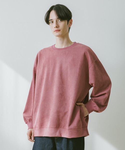 RAGEBLUE（レイジブルー）の「SUEDE CREW NECK PULLOVER / カットスウェードクルーネックプルオーバー（スウェット・メンズ・ホワイト/ブラック/ブラウン/ブルー/ピンク・SMALL/MEDIUM/LARGE）」の5枚目の写真