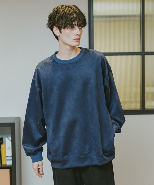 RAGEBLUE（レイジブルー）の「SUEDE CREW NECK PULLOVER / カットスウェードクルーネックプルオーバー（スウェット・メンズ・ホワイト/ブラック/ブラウン/ブルー/ピンク・SMALL/MEDIUM/LARGE）」の4枚目の写真