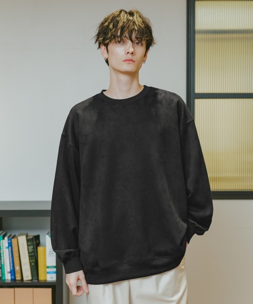 RAGEBLUE（レイジブルー）の「SUEDE CREW NECK PULLOVER / カットスウェードクルーネックプルオーバー（スウェット・メンズ・ホワイト/ブラック/ブラウン/ブルー/ピンク・SMALL/MEDIUM/LARGE）」の2枚目の写真