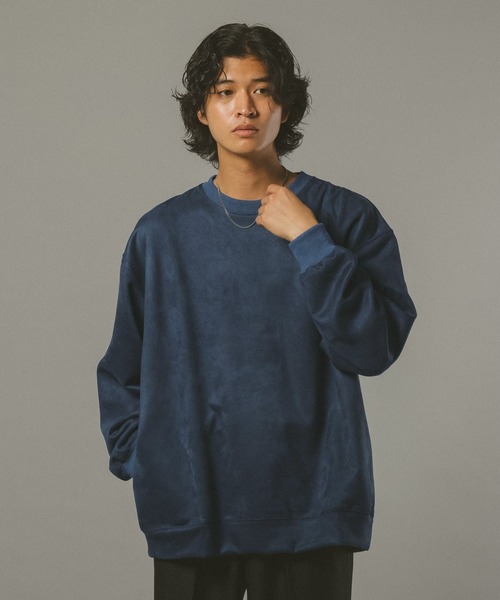 RAGEBLUE（レイジブルー）の「SUEDE CREW NECK PULLOVER / カットスウェードクルーネックプルオーバー（スウェット・メンズ・ホワイト/ブラック/ブラウン/ブルー/ピンク・SMALL/MEDIUM/LARGE）」の9枚目の写真
