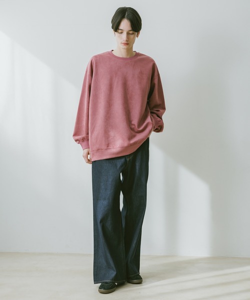 RAGEBLUE（レイジブルー）の「SUEDE CREW NECK PULLOVER / カットスウェードクルーネックプルオーバー（スウェット・メンズ・ホワイト/ブラック/ブラウン/ブルー/ピンク・SMALL/MEDIUM/LARGE）」の19枚目の写真