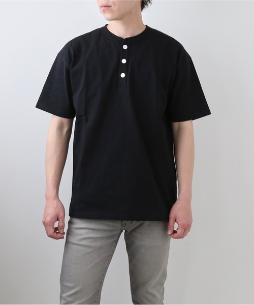 BACKYARD FAMILY(バックヤードファミリー)の「Goodwear USAコットンヘンリーネックT(Tシャツ/カットソー・メンズ・杢グレー/ブラック/グレー系その他/ネイビー/ホワイト・XL/M/L/S)」の1枚目の写真