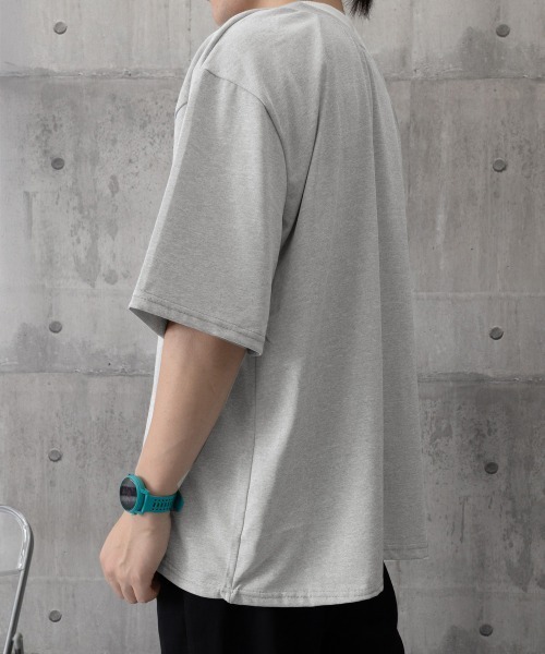 AsaAura(アサオーラ)の「半袖Tシャツ メンズ 重ね着風カットソー(Tシャツ/カットソー・メンズ・グレー/ブラック・FREE)」の20枚目の写真