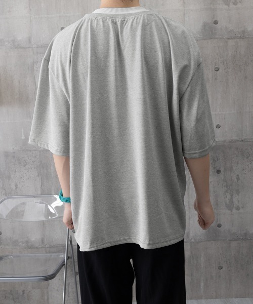 AsaAura(アサオーラ)の「半袖Tシャツ メンズ 重ね着風カットソー(Tシャツ/カットソー・メンズ・グレー/ブラック・FREE)」の22枚目の写真