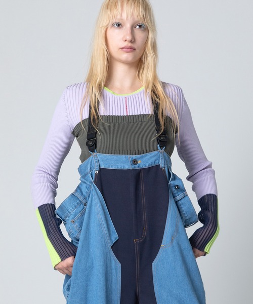 AULA AILA(アウラアイラ)の「ベアトップレイヤードニット(ニット/セーター・レディース・オフホワイト/ブラック/ラベンダー/イエロー・0)」の3枚目の写真