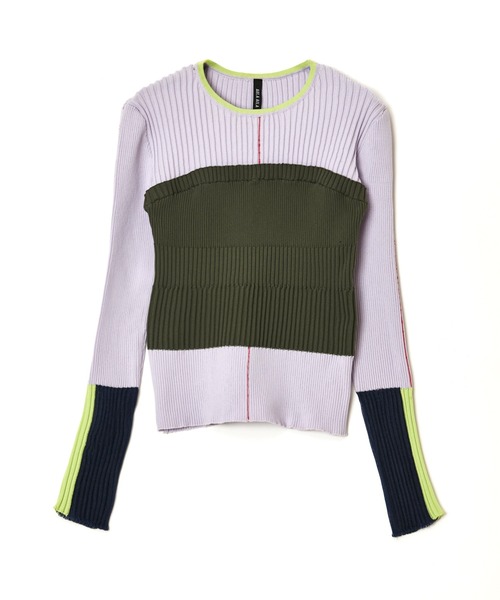 AULA AILA(アウラアイラ)の「ベアトップレイヤードニット(ニット/セーター・レディース・オフホワイト/ブラック/ラベンダー/イエロー・0)」の14枚目の写真