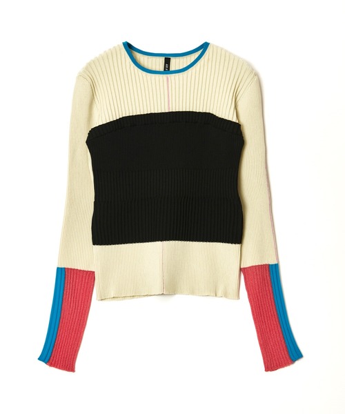 AULA AILA(アウラアイラ)の「ベアトップレイヤードニット(ニット/セーター・レディース・オフホワイト/ブラック/ラベンダー/イエロー・0)」の16枚目の写真