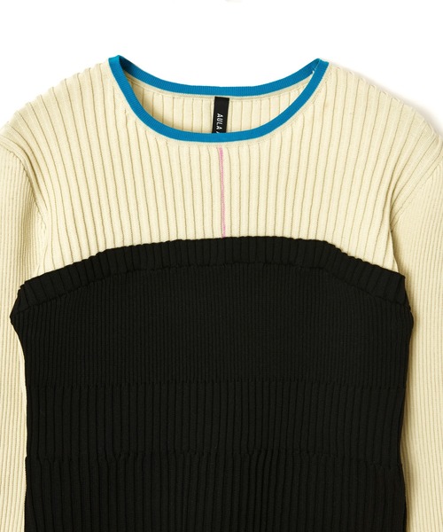 AULA AILA(アウラアイラ)の「ベアトップレイヤードニット(ニット/セーター・レディース・オフホワイト/ブラック/ラベンダー/イエロー・0)」の18枚目の写真