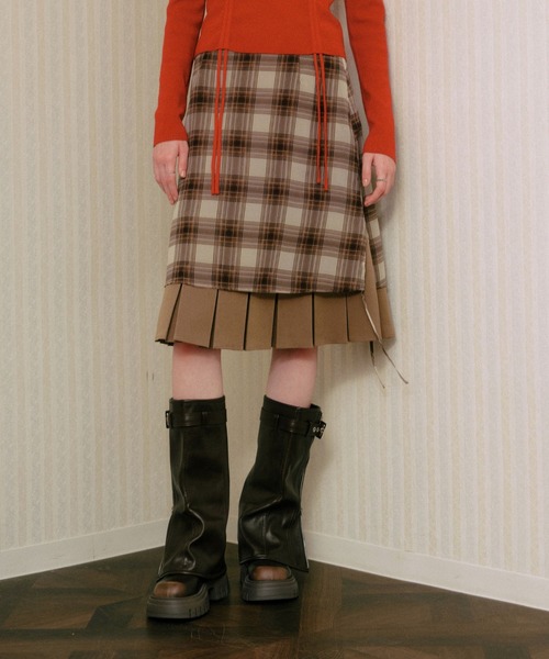 3.3 Field Trip (3.3フィールドトリップ)の「3.3 Field Trip/レイヤードプリーツミディスカート(スカート・レディース・グレー/ブラウン・SMALL/MEDIUM)」の2枚目の写真