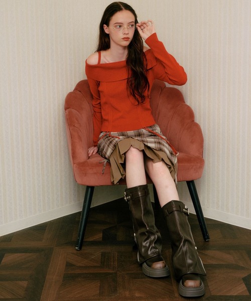 3.3 Field Trip (3.3フィールドトリップ)の「3.3 Field Trip/レイヤードプリーツミディスカート(スカート・レディース・グレー/ブラウン・SMALL/MEDIUM)」の19枚目の写真