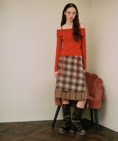 3.3 Field Trip (3.3フィールドトリップ)の「3.3 Field Trip/レイヤードプリーツミディスカート(スカート・レディース・グレー/ブラウン・SMALL/MEDIUM)」の20枚目の写真