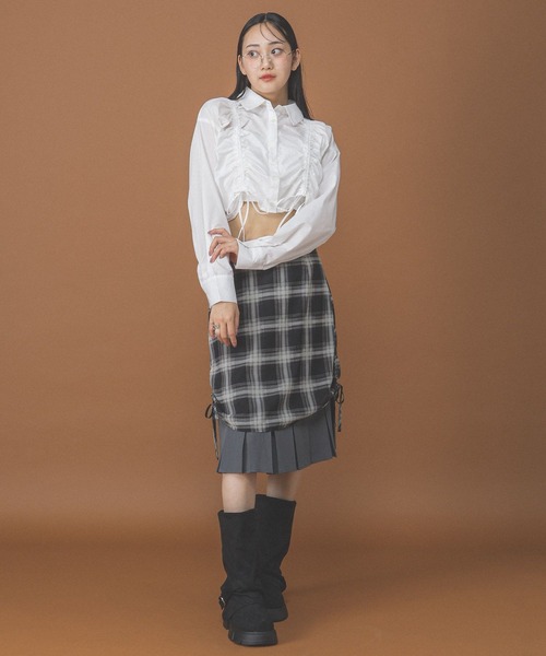 3.3 Field Trip (3.3フィールドトリップ)の「3.3 Field Trip/レイヤードプリーツミディスカート(スカート・レディース・グレー/ブラウン・SMALL/MEDIUM)」の4枚目の写真