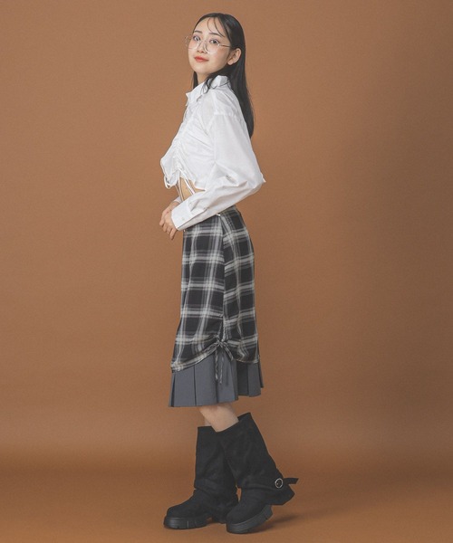 3.3 Field Trip (3.3フィールドトリップ)の「3.3 Field Trip/レイヤードプリーツミディスカート(スカート・レディース・グレー/ブラウン・SMALL/MEDIUM)」の5枚目の写真